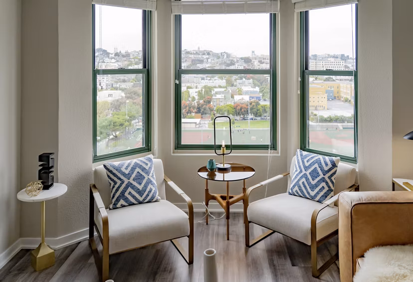 living room at The Fillmore Center Apartments