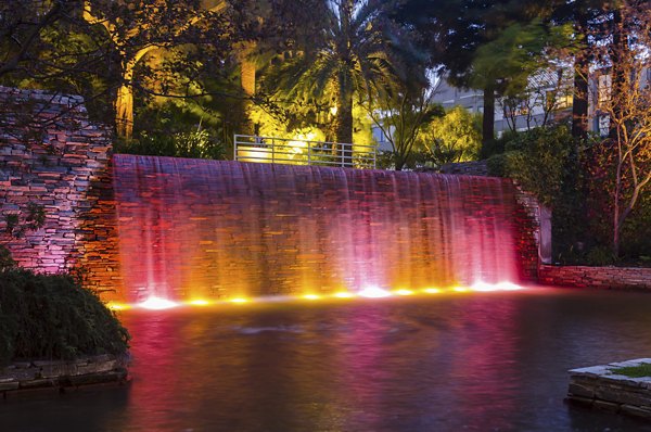 Waterfall feature at The Fillmore Center luxury apartments in San Francisco