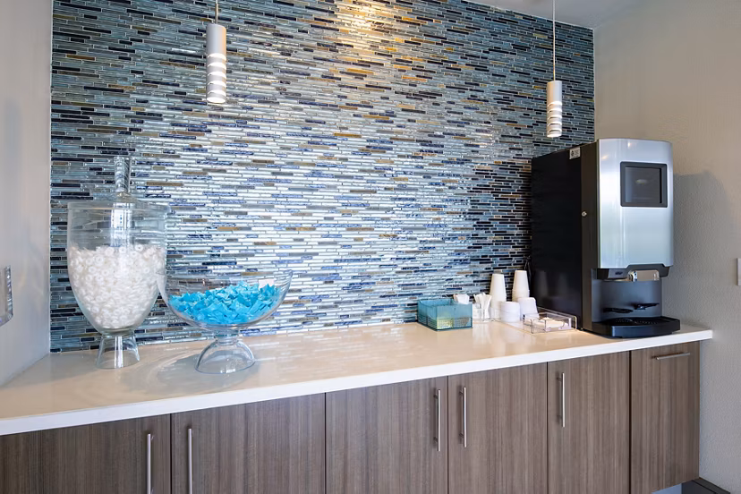 Modern clubhouse with elegant decor at Encore Montrose Apartments