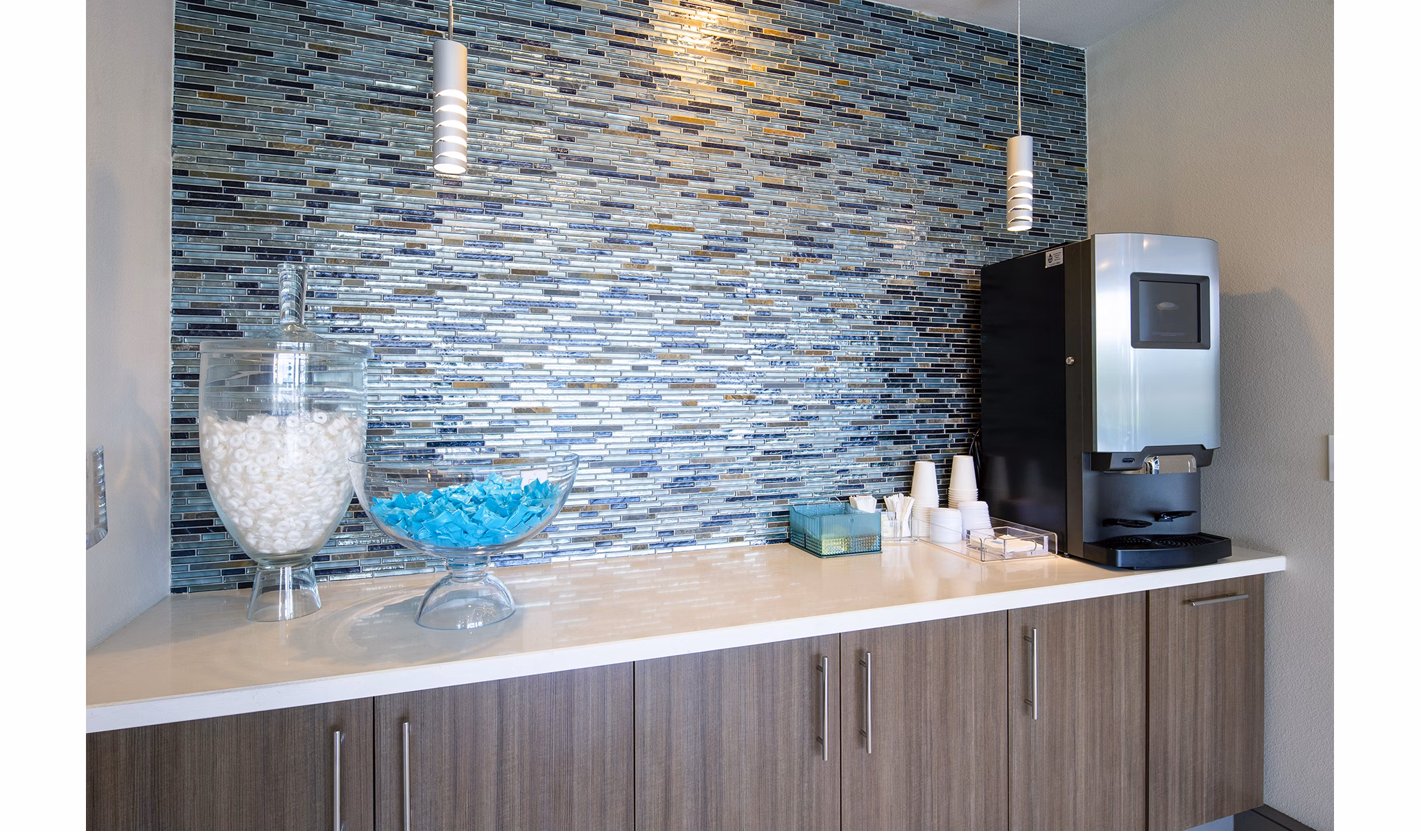 Modern clubhouse with elegant decor at Encore Montrose Apartments