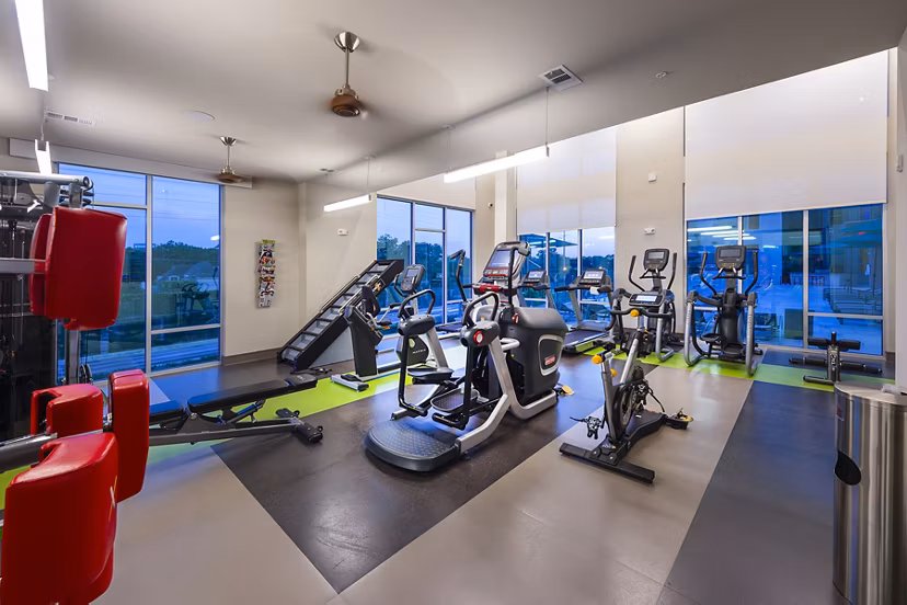 Fitness center with state-of-the-art equipment at Encore Montrose Apartments