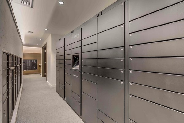 Mailroom with secure lockers in Marlowe Apartments