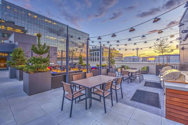 Stunning rooftop deck with city views at Marlowe Apartments, offering luxury living in an urban setting