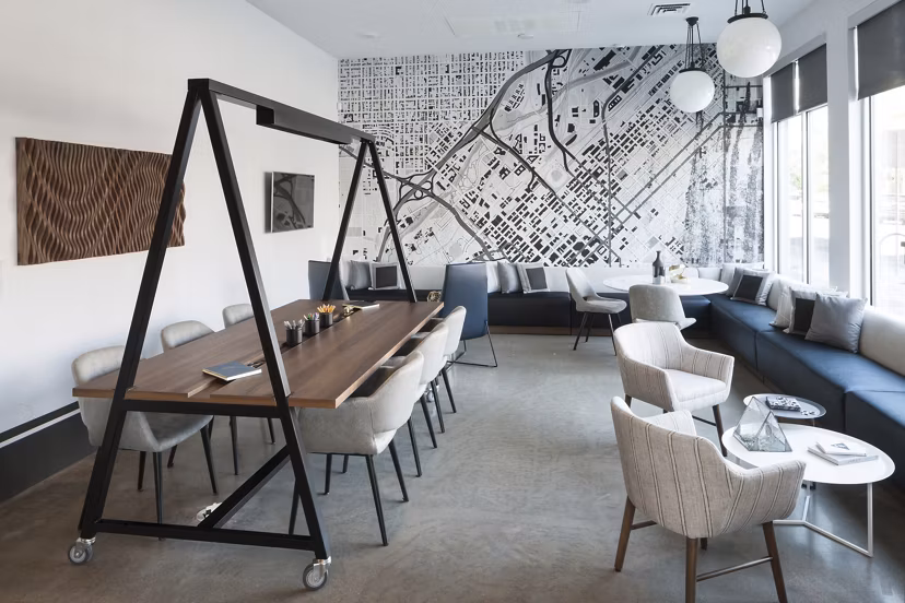Alexan LoHi Apartments: Modern meeting facility with advanced audio-visual equipment