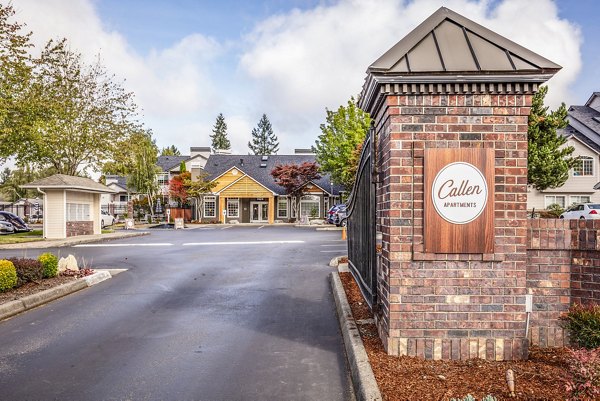 Signage at Callen Apartments: Modern entryway highlighting luxury living in Houston
