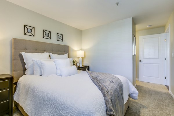 Spacious bedroom with modern decor at Callen Apartments, luxury living spaces designed for comfort and style