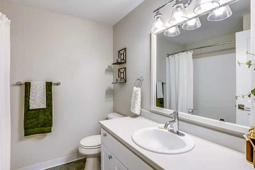 Modern bathroom with sleek finishes at Callen Apartments