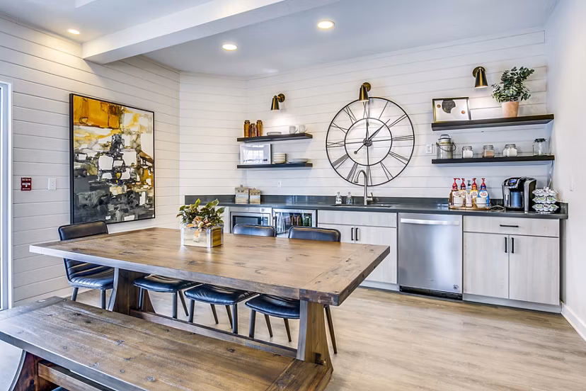 Clubhouse with modern design at Callen Apartments featuring luxury seating and elegant decor for social gatherings