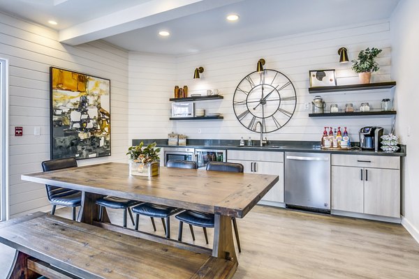 Clubhouse with modern design at Callen Apartments featuring luxury seating and elegant decor for social gatherings