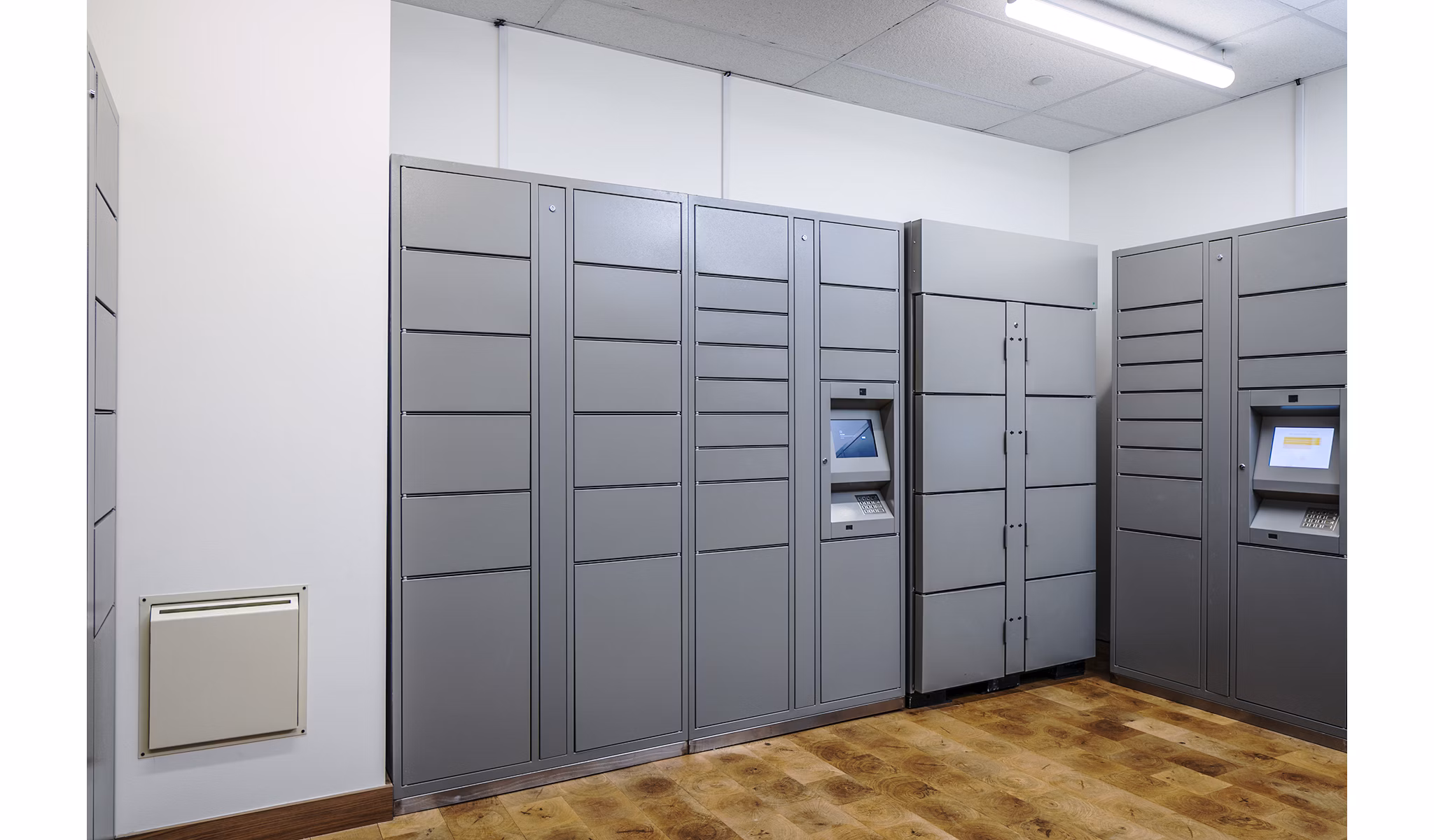 Convenient parcel pickup lockers at Hyde Square Apartments for seamless package retrieval