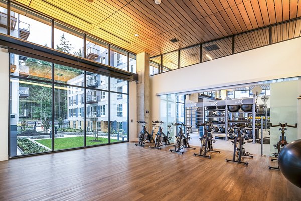 Yoga/spin studio with state-of-the-art equipment at Hyde Square Apartments