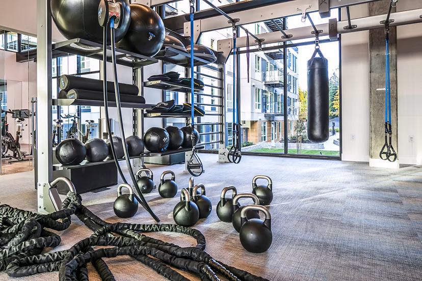 State-of-the-art fitness center with modern equipment at Hyde Square Apartments, ideal for active lifestyles and wellness enthusiasts