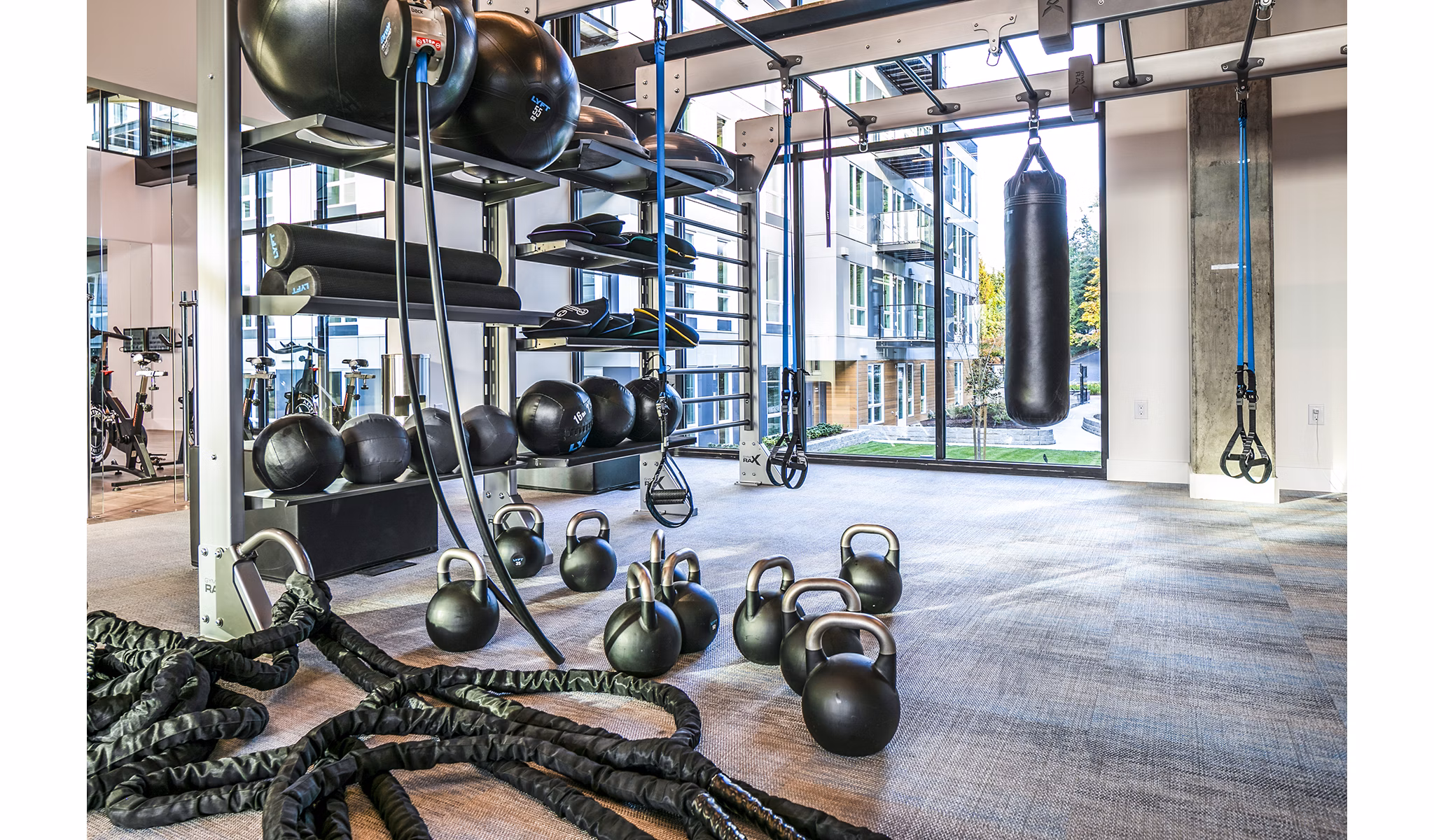 State-of-the-art fitness center with modern equipment at Hyde Square Apartments, ideal for active lifestyles and wellness enthusiasts