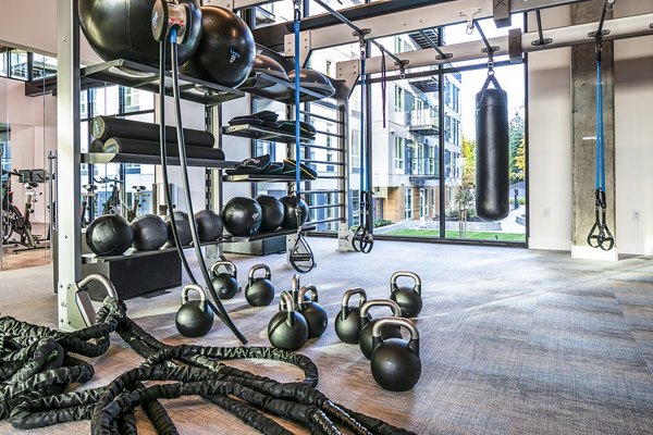 fitness center at Hyde Square Apartments