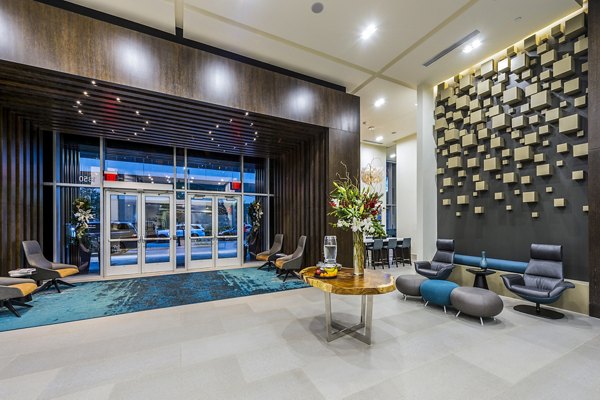 Elegant clubhouse/lobby with modern decor at Latitude Med Center Apartments