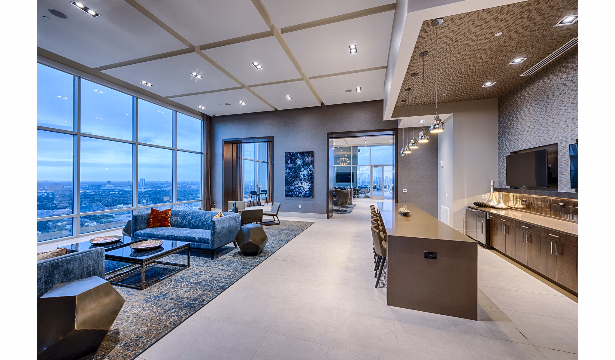 Elegant clubhouse kitchen with modern appliances at Latitude Med Center Apartments