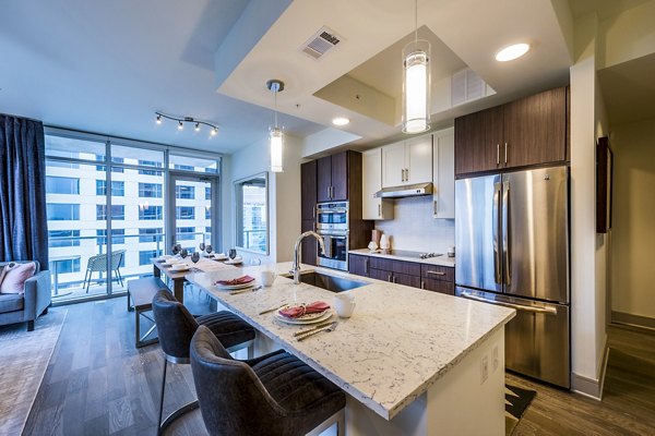 Dining room featuring elegant modern decor at Latitude Med Center Apartments