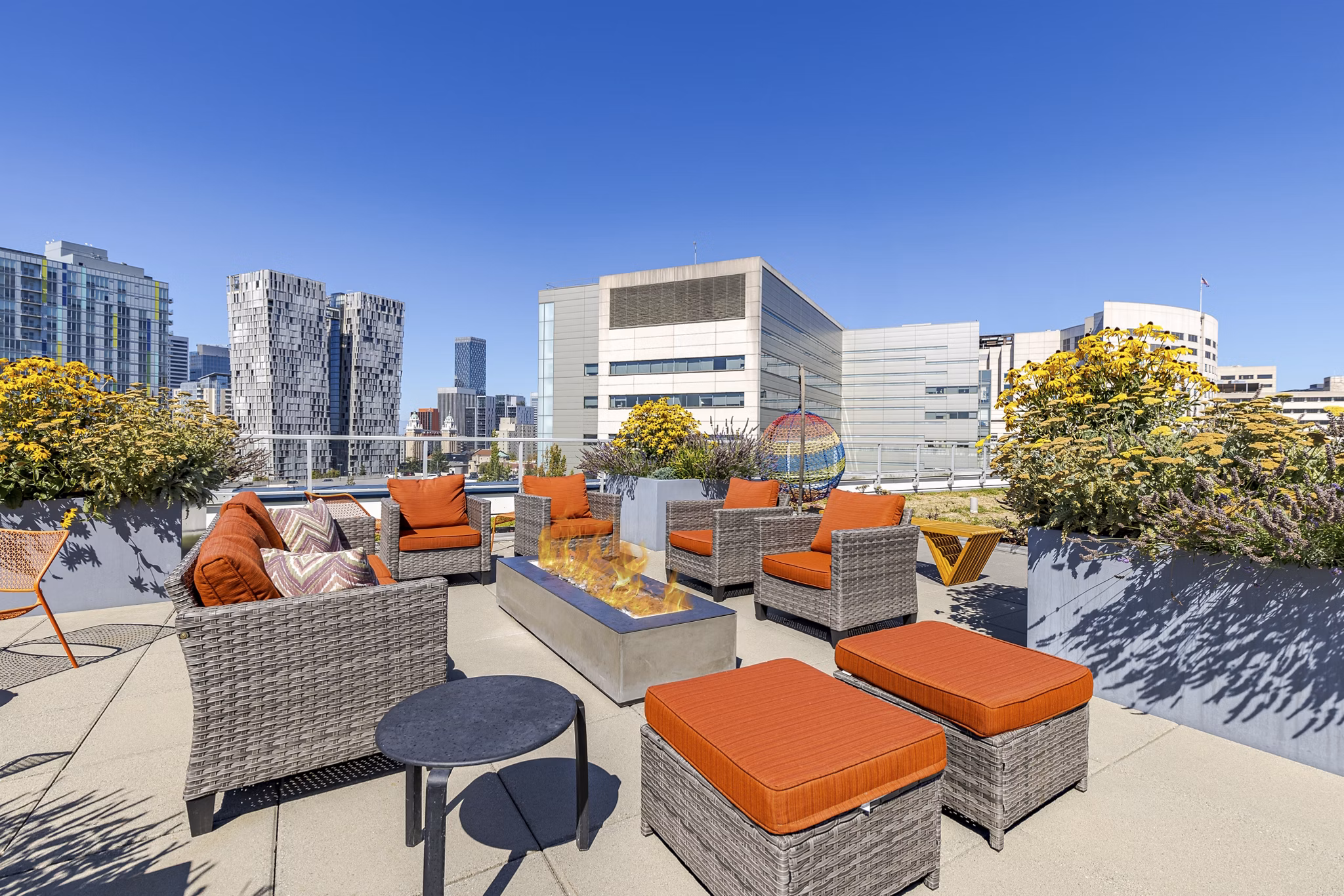 fire pit/patio/balcony at Zig Apartments
