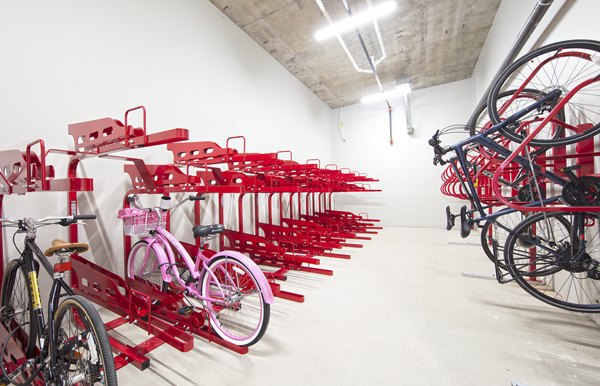 Secure bike storage at Zig Apartments with easy access and ample space for cycling enthusiasts
