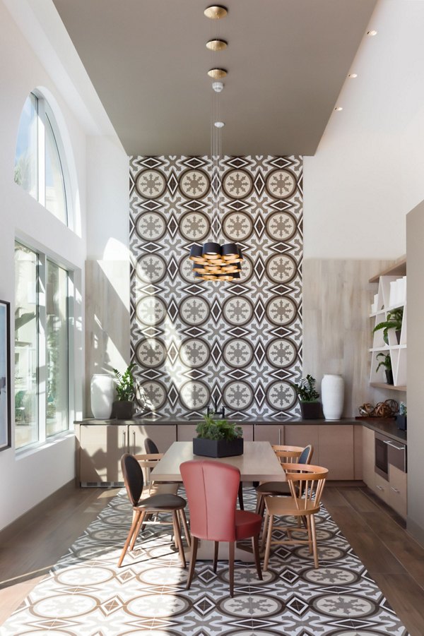Clubhouse featuring modern design and seating areas at Avila Apartments, a Greystar luxury community
