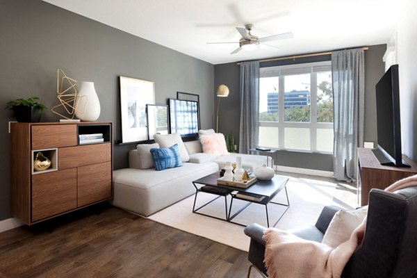 Cozy living room with contemporary decor at Avila Apartments