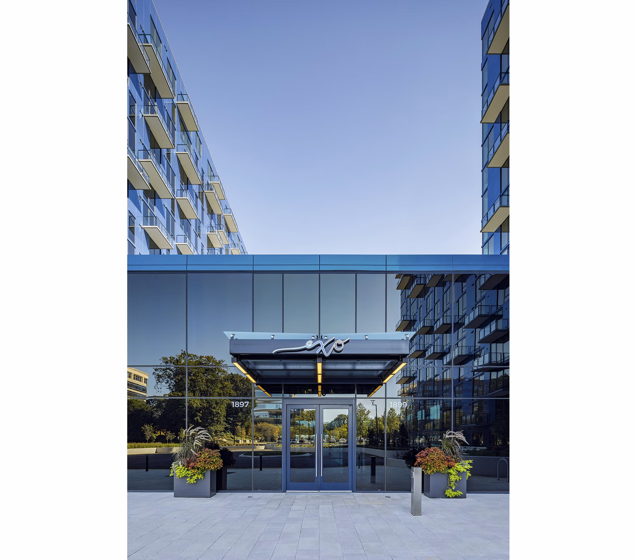 Exo Apartments: Luxury high-rise living exteriors in the heart of the Greystar community