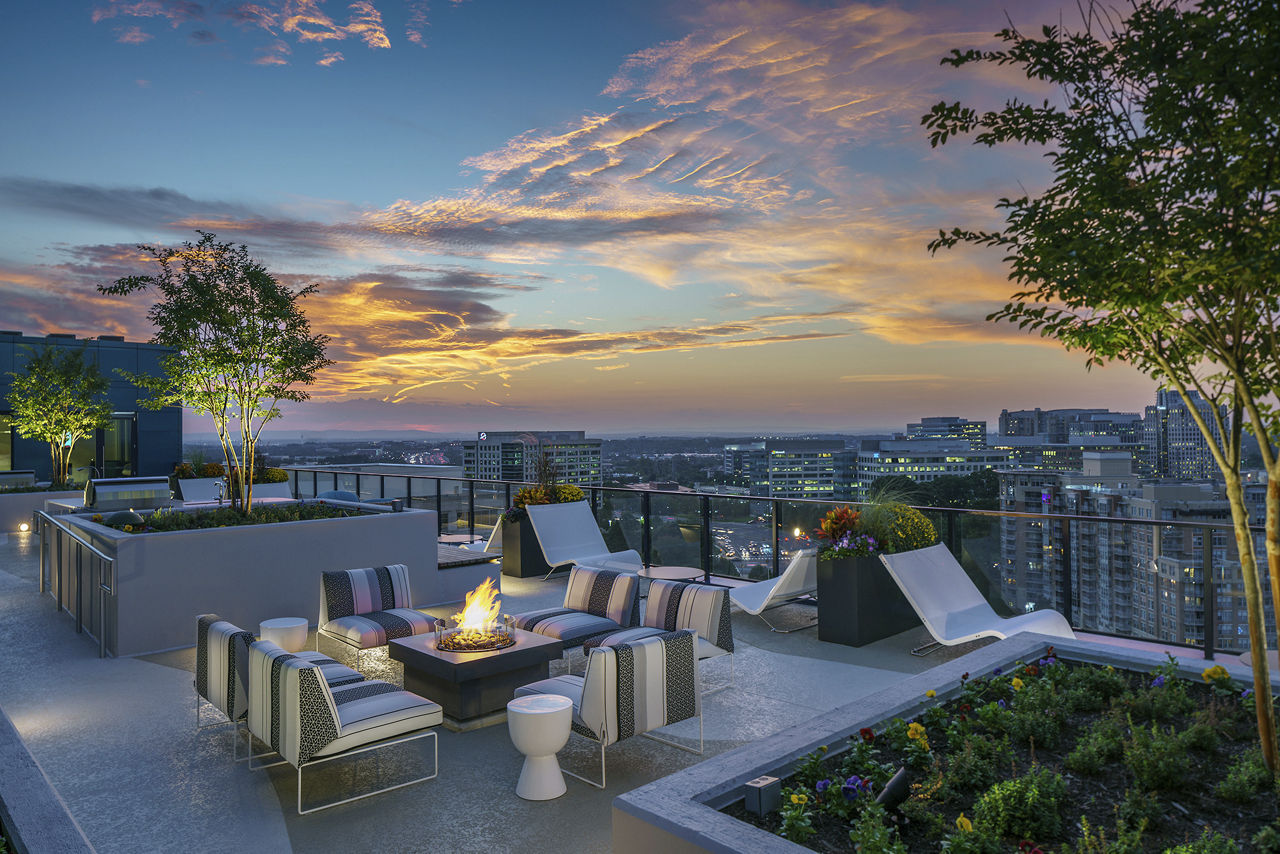 Roof deck at Exo Apartments