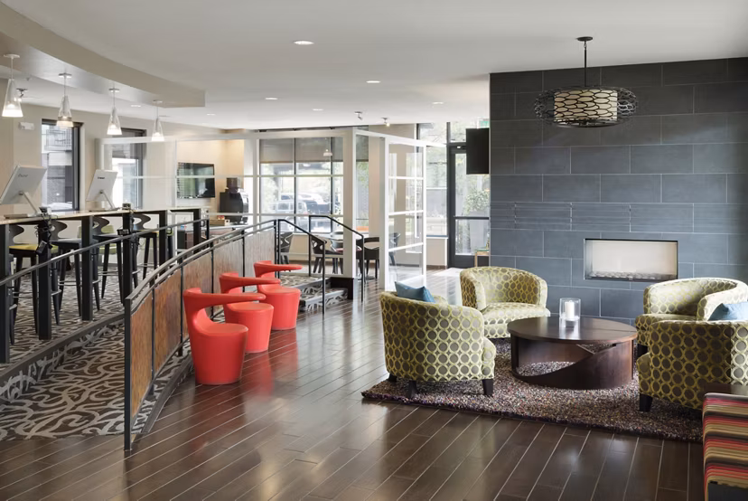 Elegant clubhouse with modern decor at Ellipse on Excelsior luxury apartments