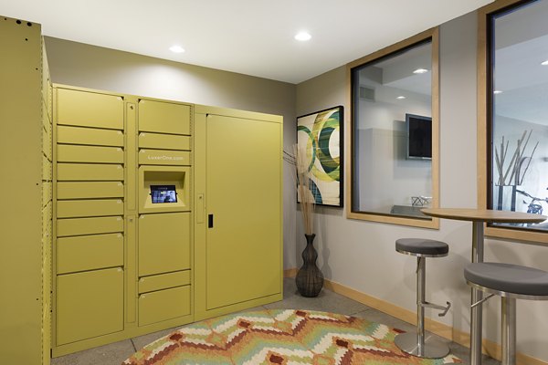 Mail room with individual parcel lockers at Ellipse on Excelsior luxury apartments