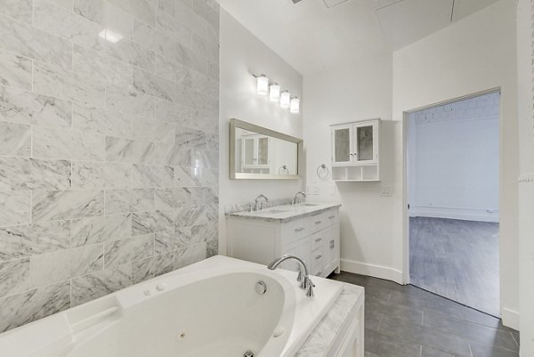 bathroom at Historic Electric Building Apartments