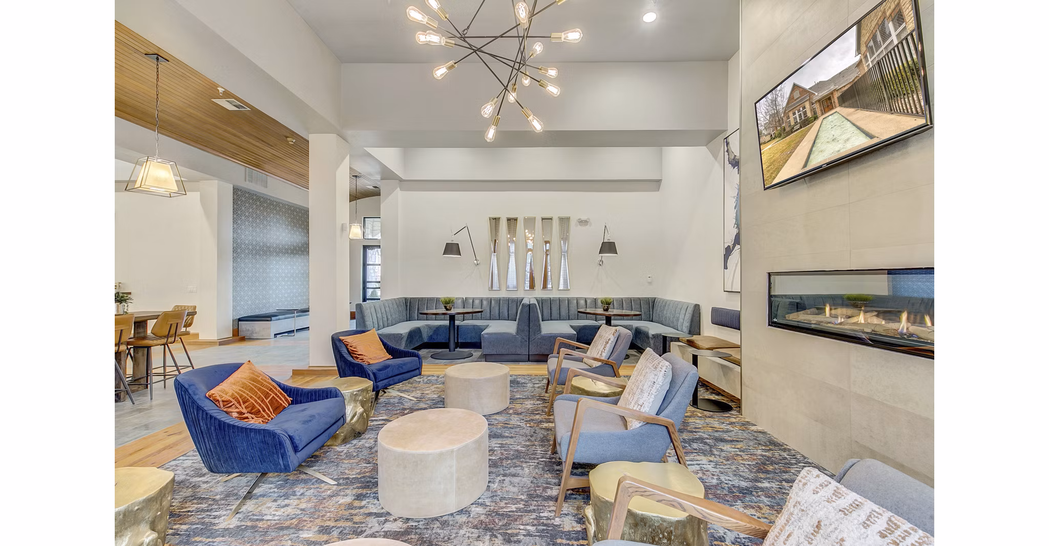Elegant clubhouse with modern design at St Marin Apartments, offering luxury gathering spaces for residents