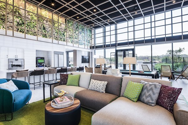 Modern clubhouse featuring spacious lobby at Lantera at Boston Landing Apartments