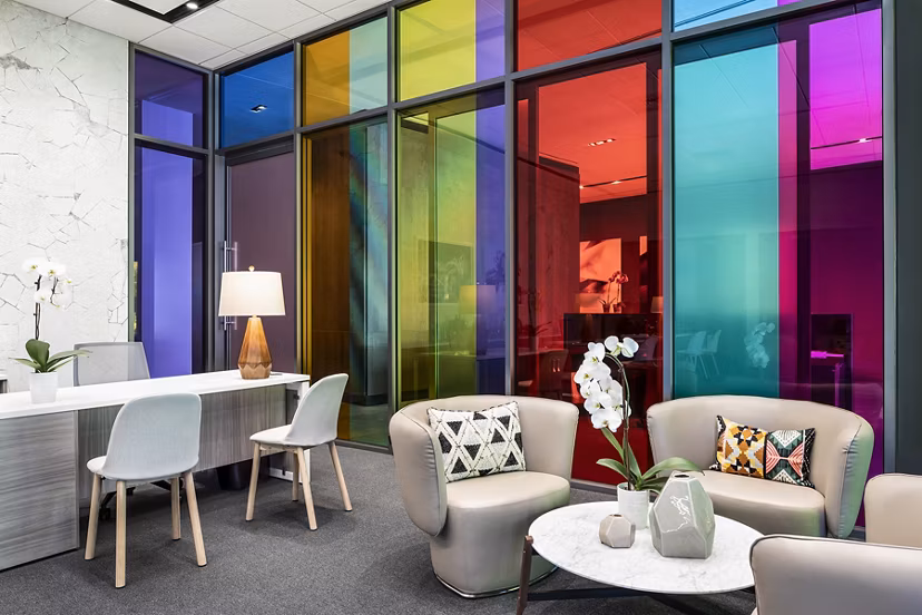 Clubhouse lobby with contemporary design and comfortable seating at Lantera at Boston Landing Apartments