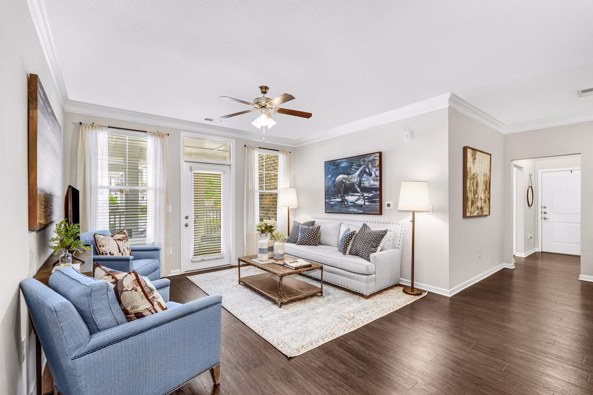 Living Room at Grand Oaks at Crane Creek Apartments