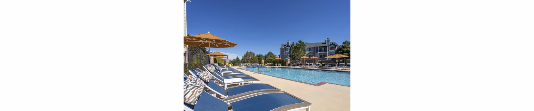 Resort-style pool with lounging area at Avana Eastlake Apartments