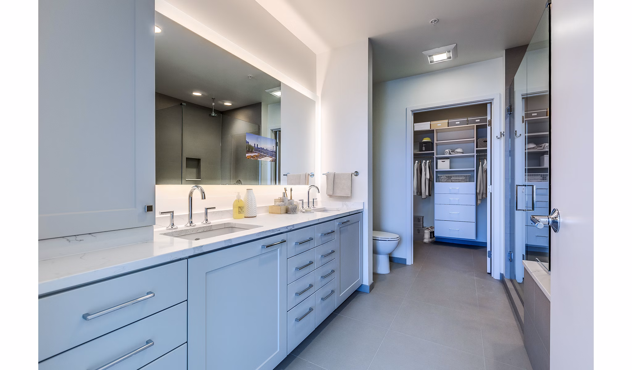 Bathroom featuring modern fixtures and sleek design at Ascent South Lake Union Apartments