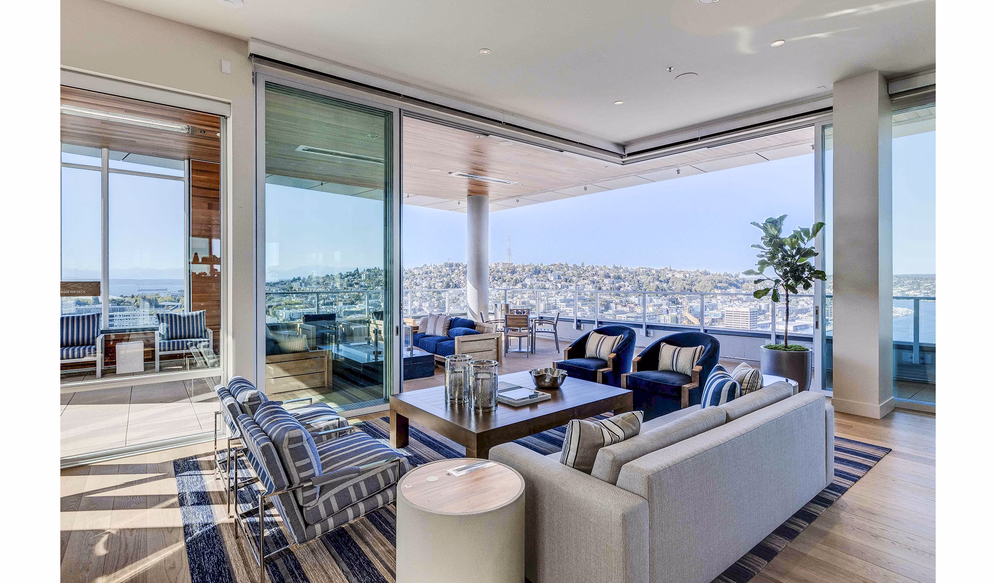 Modern clubhouse with stylish seating and communal areas at Ascent South Lake Union Apartments