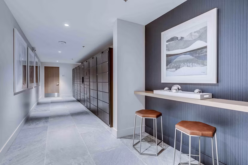 Package pickup area with convenient lockers at Ascent South Lake Union Apartments