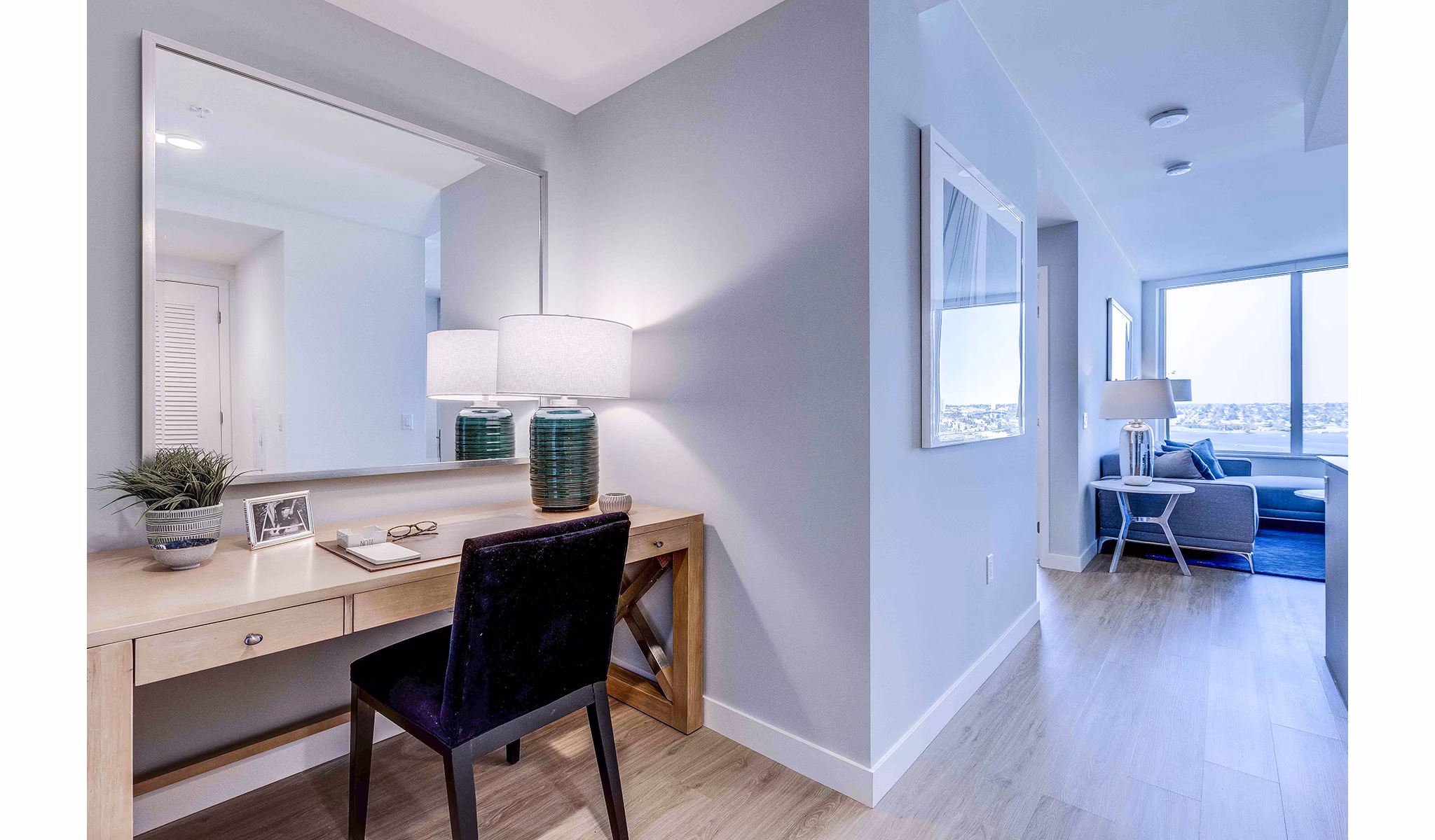 Office area featuring modern workspace design at Ascent South Lake Union Apartments