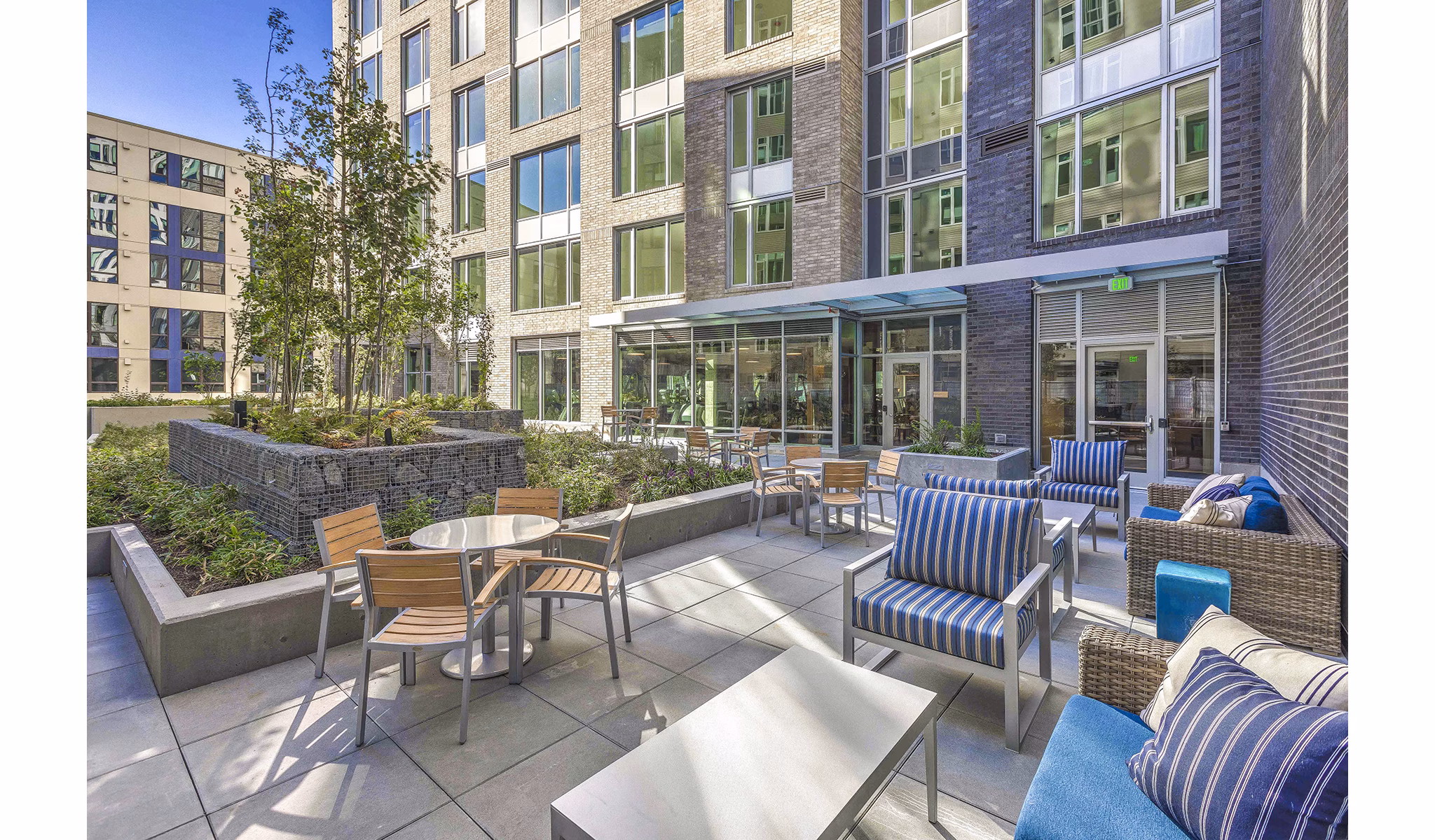 Modern balcony with city views at Ascent South Lake Union Apartments