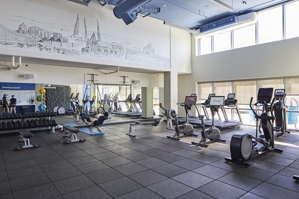 fitness center at The Danforth Apartments