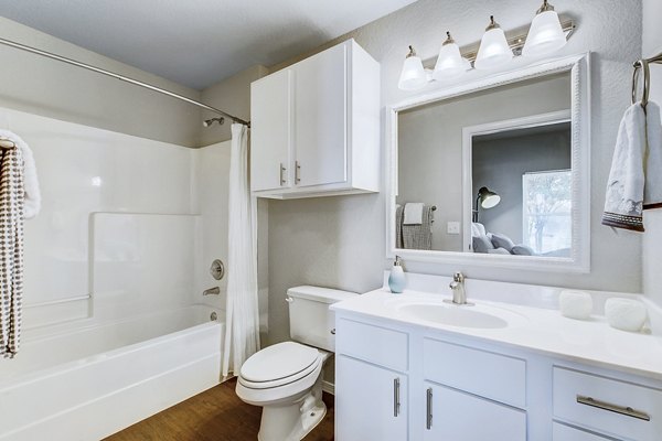 bathroom at Timberlinks at Denton Apartments