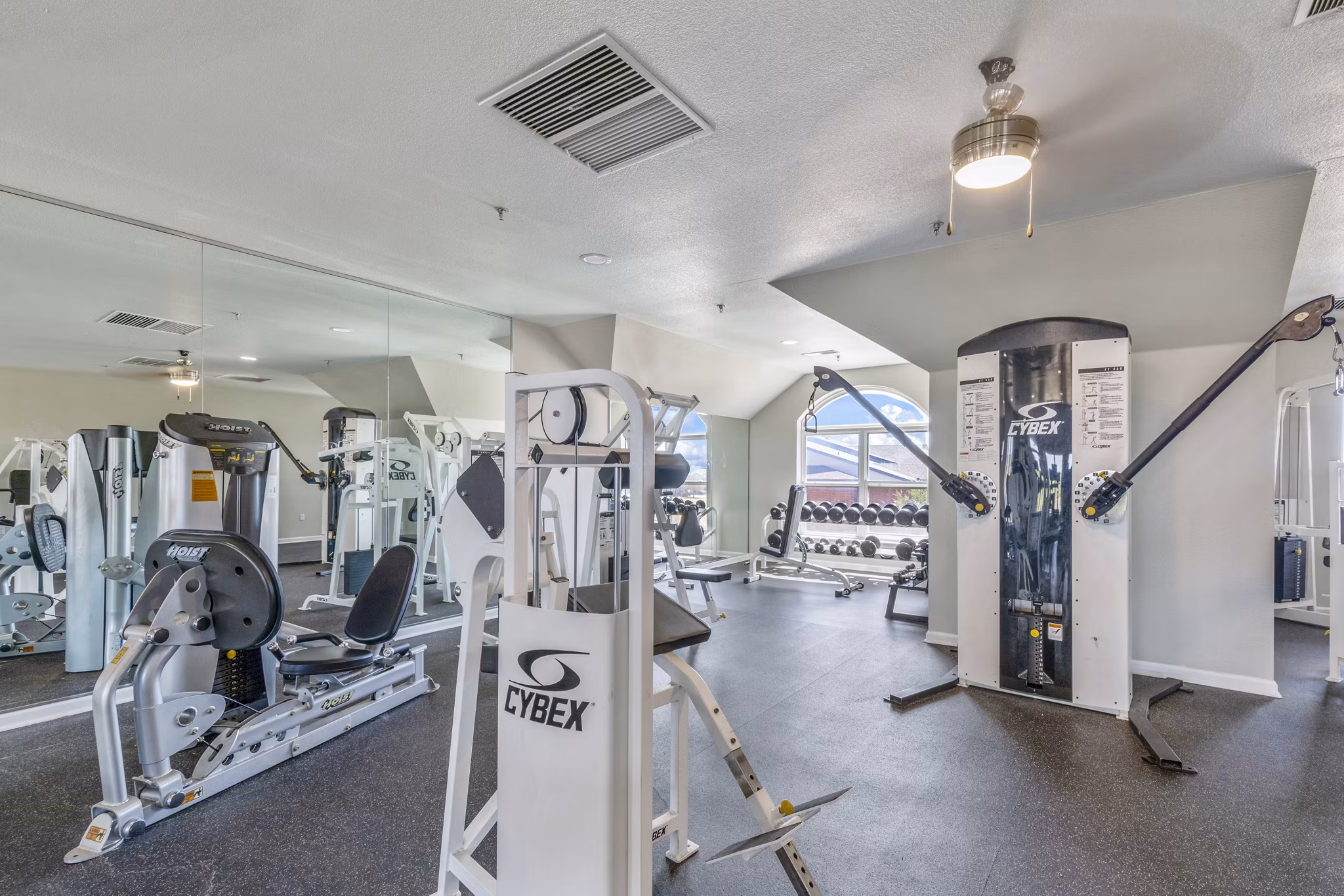 Fitness center with modern equipment at Timberlinks at Denton Apartments