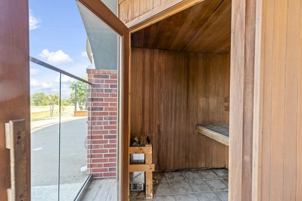 Relaxing sauna experience at Timberlinks at Denton Apartments, offering a serene way to unwind and rejuvenate after a long day