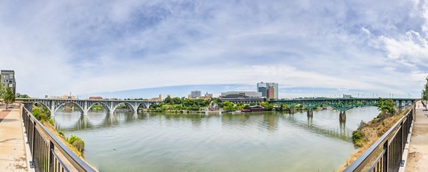 One Riverwalk Apartments: Stunning cityscape view from luxury high-rise in downtown location