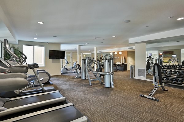 fitness center at The Met at Fashion Center Apartments