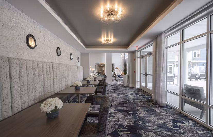 Elegant clubhouse with modern design at Everleigh Cape Cod luxury apartments