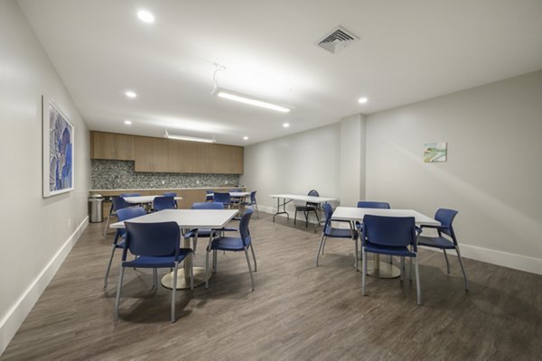 Clubhouse featuring modern design and cozy seating at Everleigh Cape Cod luxury apartments