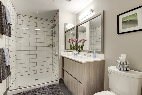 Bathroom featuring modern fixtures at Sonnet Apartments in downtown Denver