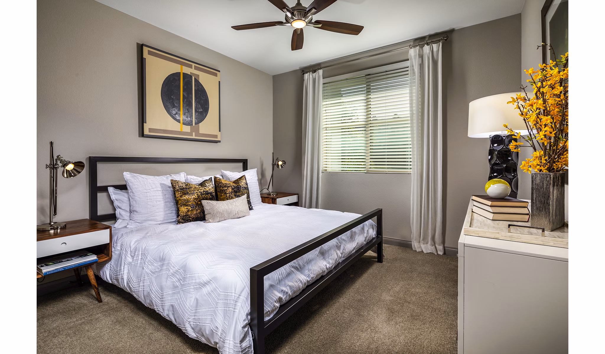 Spacious bedroom with modern decor at Core at Sycamore Highlands luxury apartments